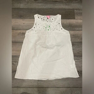 Nwt Lilly Pulitzer Flutter Eyelet Tank Top XS White Sleeveless Cutwork Lace